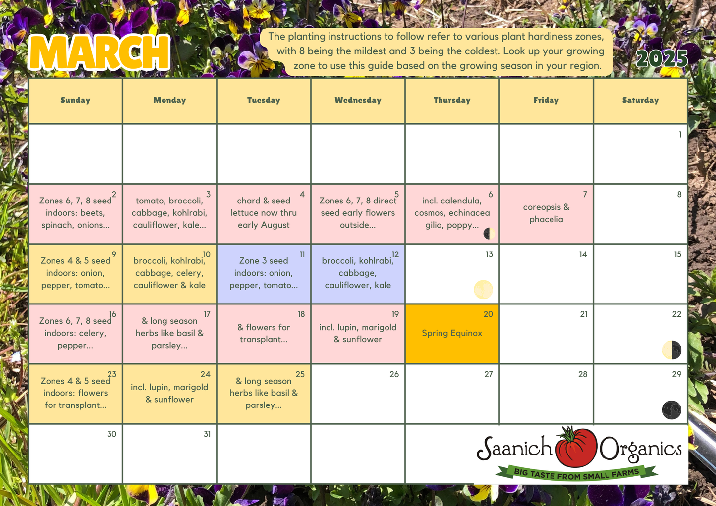 2025 Calendar & Seasonal Planting Guide